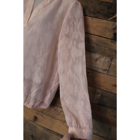 SALE-The Limited women's peach sheer long sleeve patterned top size medium - Picture 6 of 12